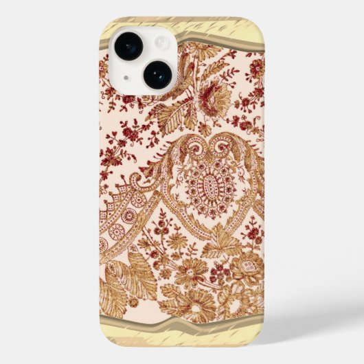 Goud En Rode Kantwerkrozen Case-Mate iPhone Case (Achterkant)