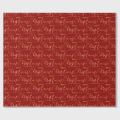 Goud en Rode Kerst Woord Kunst Cadeaupapier (Vlak)