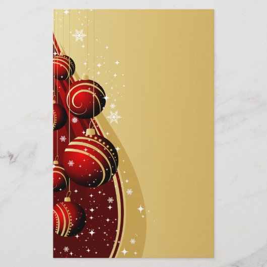 Goud en rode kerstballen briefpapier (Voorkant)