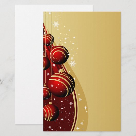 Goud en rode kerstballen briefpapier (Voorkant / Achterkant)