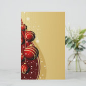 Goud en rode kerstballen briefpapier (Staand voorkant)