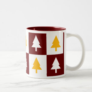 Goud en rode kerstbomen tweekleurige koffiemok