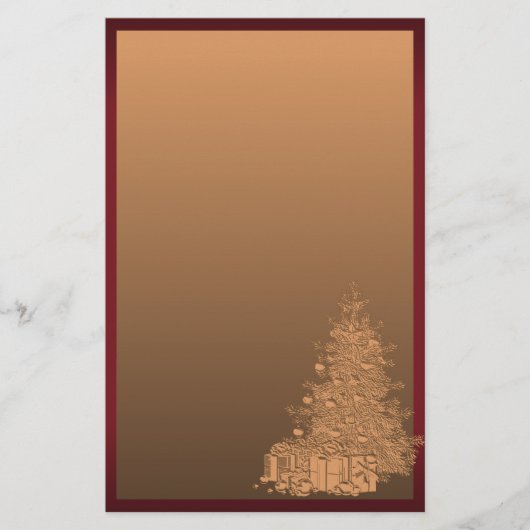 Goud en rode kerstboom briefpapier (Voorkant)
