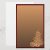 Goud en rode kerstboom briefpapier (Voorkant / Achterkant)