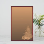 Goud en rode kerstboom briefpapier (Staand voorkant)