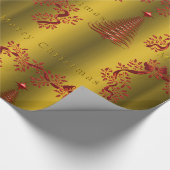 Goud en Rode Kerstmis Cadeaupapier (Hoek)