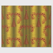 Goud en Rode Kerstmis Cadeaupapier (Vlak)