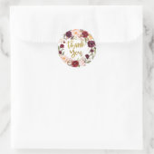 Goud en Rode Marsala Bloemen Dank u Sticker (Tas)