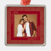 Goud en rode paren Foto Metalen Ornament (Voorkant)