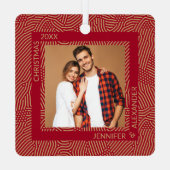 Goud en rode paren Foto Metalen Ornament (Achterkant)