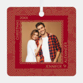 Goud en rode paren Foto Metalen Ornament (Voorkant)