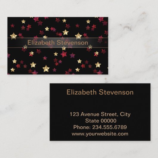 Goud en rode sterren . visitekaartje (Voorkant / Achterkant)