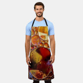 Goud en rode stippen schort (Gedragen)