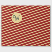 Goud en rode strepen Eigen kerstmis Cadeaupapier (Vlak)