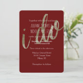 Goud en Rode Waterverf Ik doe Bruiloft Kaart (Staand voorkant)