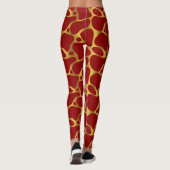 Goud en rood abstract girafpatroon leggings (Achterkant)