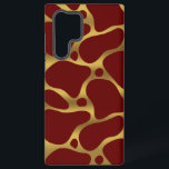 Goud en rood abstract girafpatroon samsung galaxy hoesje<br><div class="desc">Abstracte giraf met gouden toon naadloos over de donkere rode achtergrond.</div>