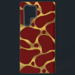 Goud en rood abstract girafpatroon samsung galaxy hoesje<br><div class="desc">Abstracte giraf met gouden toon naadloos over de donkere rode achtergrond.</div>