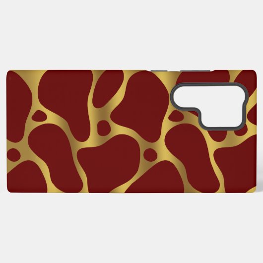Goud en rood abstract girafpatroon samsung galaxy hoesje (Achterkant horizontaal)