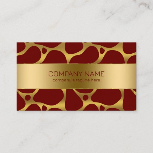 Goud en rood abstract girafpatroon visitekaartje (Voorkant)