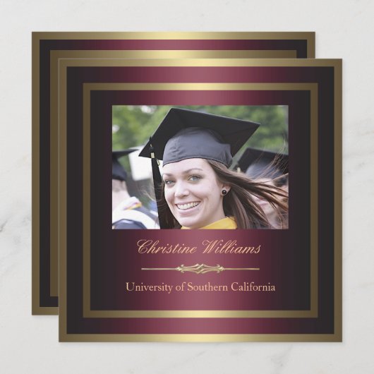 Goud en rood Afstuderen Kaart (Voorkant / Achterkant)