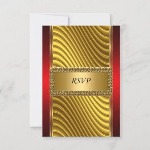 Goud en Rood Art Deco Bar Mitzvah RSVP Kaartje