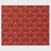 Goud en rood art-deco naadloos patroon 3 cadeaupapier (Vlak)
