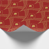 Goud en rood art-deco naadloos patroon 3 cadeaupapier (Hoek)