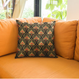 Goud en rood art Deco naadloos patroon Kussen