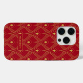 Goud en rood art deco patroon monogram Case-Mate iPhone case (Achterkant (horizontaal))
