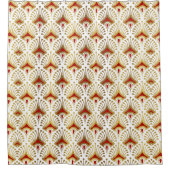 Goud en Rood Art Deco patroon op Wit Douchegordijn (Voorkant)