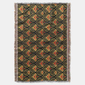 Goud en rood Art Deco-patroon op zwart Deken (Voorkant Verticaal)