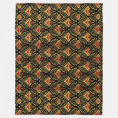 Goud en rood Art Deco-patroon op zwart Fleece Deken (Voorkant)