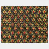 Goud en rood Art Deco-patroon op zwart Fleece Deken (Voorkant (Horizontaal))