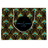 Goud en rood Art Deco-patroon op zwart Groot Cadeauzakje (Voorkant)