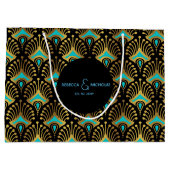 Goud en rood Art Deco-patroon op zwart Groot Cadeauzakje (Achterkant)