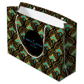 Goud en rood Art Deco-patroon op zwart Groot Cadeauzakje (Achterkant Gekanteld)