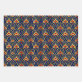 Goud en rood Art Deco-patroon op zwart Inpakpapier Vel (Voorkant 3)