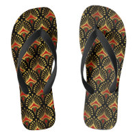 Goud en rood Art Deco-patroon op zwart