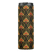 Goud en rood Art Deco-patroon op zwart Thermosbeker (Achterkant)
