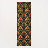 Goud en rood Art Deco-patroon op zwart Yogamat (Achterkant)