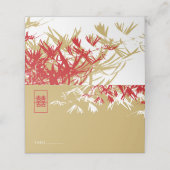 Goud en rood bamboe vertrekt dubbelzijdig Chinees  Plaatskaartje (Buitenkant ongevouwen)