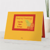 Goud en rood Barn-Wenskaart Kaart (Achterkant)