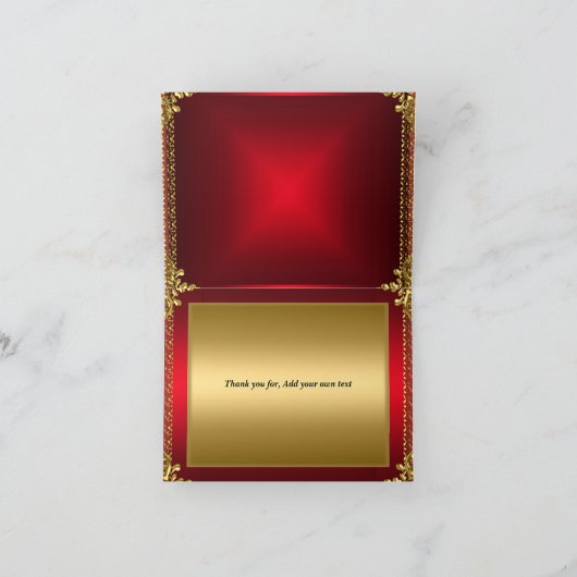 Goud en Rood Bedankt Card Voeg je eigen tekst toe (Binnen)