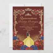 Goud en rood Bourgondië Quinceanera schoonheid en  Kaart (Voorkant)