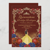 Goud en rood Bourgondië Quinceanera schoonheid en  Kaart (Voorkant / Achterkant)