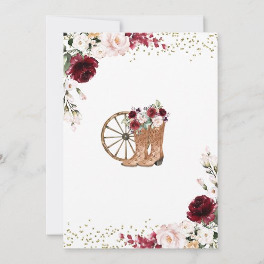 Goud en rood Bourgondië Western Charra Quinceañera Kaart (Achterkant)