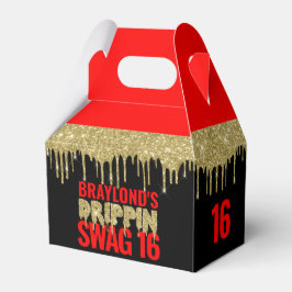 Goud en Rood Drippin Swag 16 Verjaardag Bedankdoosjes
