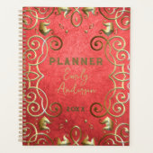 Goud En Rood Elegante Klassieke Barok Jaar Planner (Voorkant)