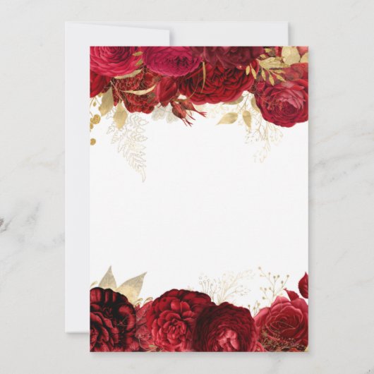 Goud en rood Floral Borders 60e verjaardag Kaart (Achterkant)